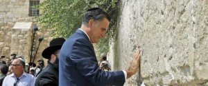 Republican presidential candidate and former Massachusetts Gov. Mitt Romney visits the Western Wall in Jerusalem, Sunday, July 29, 2012. (AP Photo/Charles Dharapak)